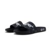 AAPE MOON FACE EMBOSSED LOGO SLIDES-BLACK