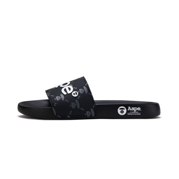 AAPE MOON FACE EMBOSSED LOGO SLIDES-BLACK