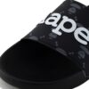 AAPE MOON FACE EMBOSSED LOGO SLIDES-BLACK