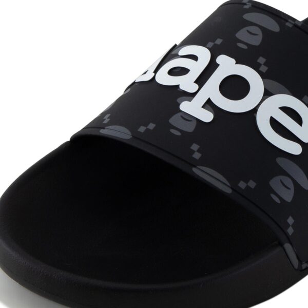 AAPE MOON FACE EMBOSSED LOGO SLIDES-BLACK