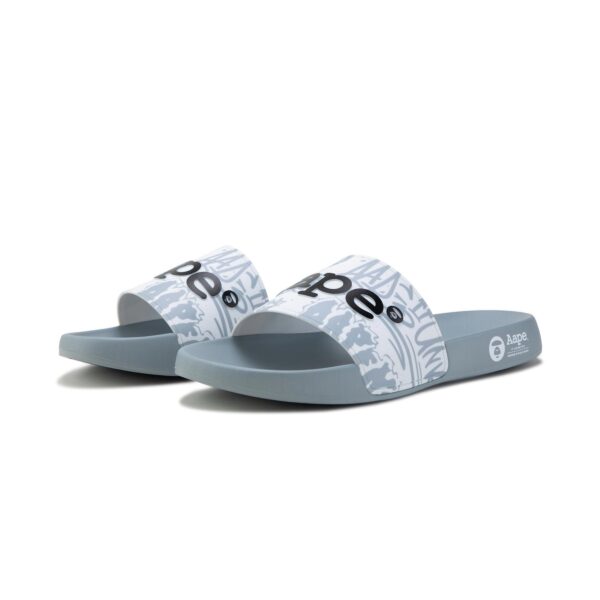 AAPE MOON FACE EMBOSSED LOGO SLIDES-WHITE