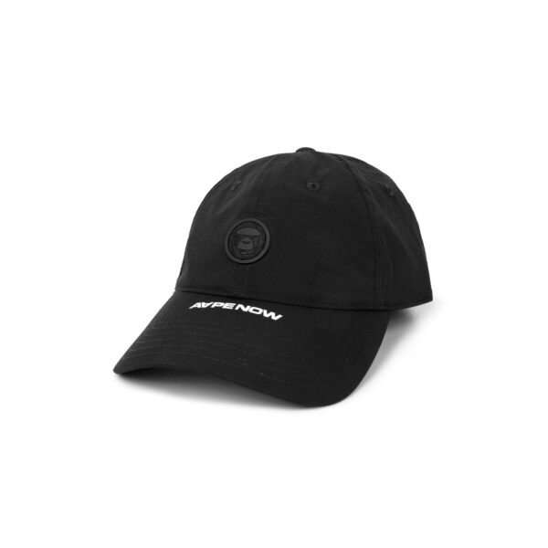 AAPE MOON FACE RUBBER LOGO 6 PANEL CAP-BLACK