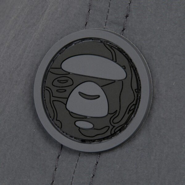 AAPE MOON FACE RUBBER LOGO 6 PANEL CAP-WASHED BLACK