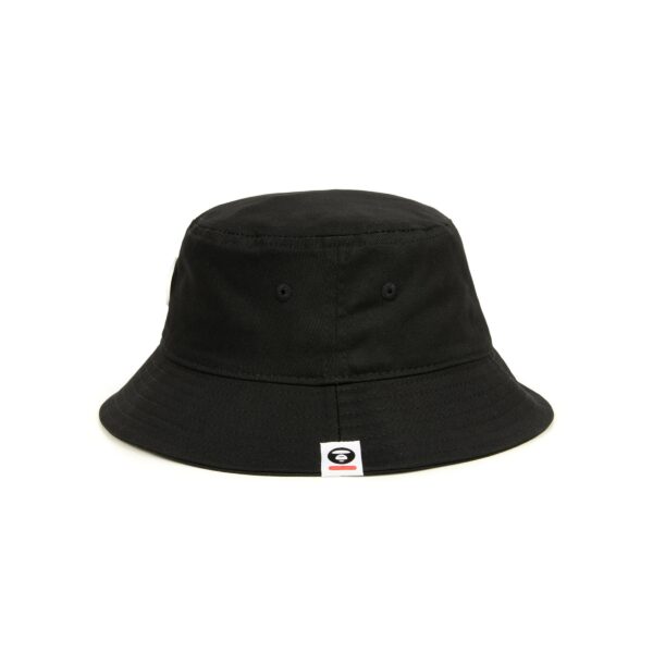 AAPE MOON FACE RUBBER LOGO BUCKET HAT-BLACK