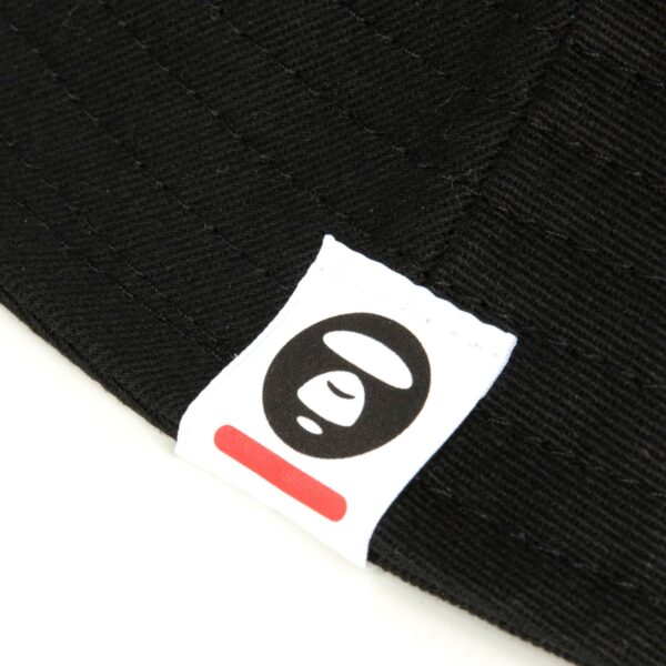 AAPE MOON FACE RUBBER LOGO BUCKET HAT-BLACK