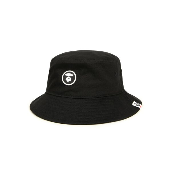 AAPE MOON FACE RUBBER LOGO BUCKET HAT-BLACK
