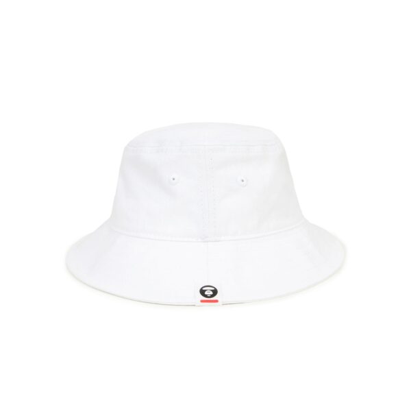 AAPE MOON FACE RUBBER LOGO BUCKET HAT-WHITE