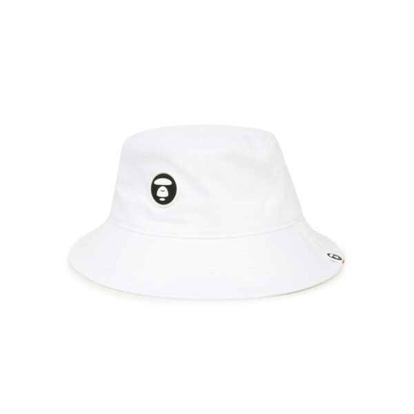 AAPE MOON FACE RUBBER LOGO BUCKET HAT-WHITE