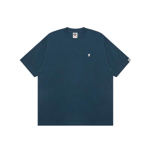 AAPE MOONFACE RUBBER LOGO TEE-NAVY