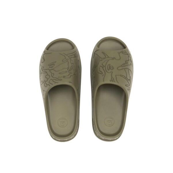 AAPE NOW DEBOSSED LOGO SLIDES-OLIVE GREEN