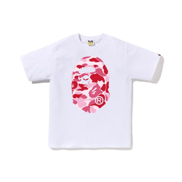 BAPE ABC CAMO BIG APE HEAD TEE-PINK/WHITE