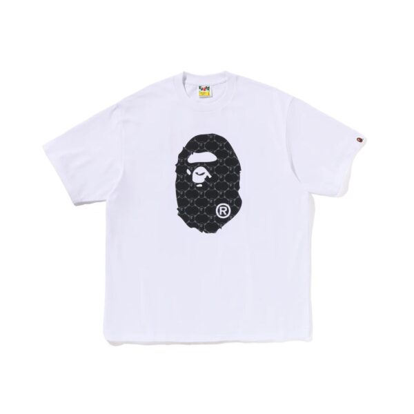 BAPE COLLEGE MONOGRAM APE HEAD RELAXED FIT TEE-BLACK/WHITE
