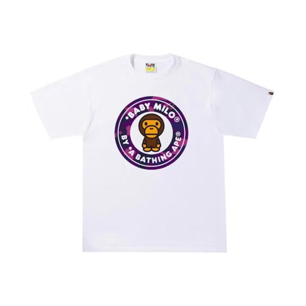 BAPE COLOR CAMO MILO BUSYWORKS TEE-PURPLE/WHITE