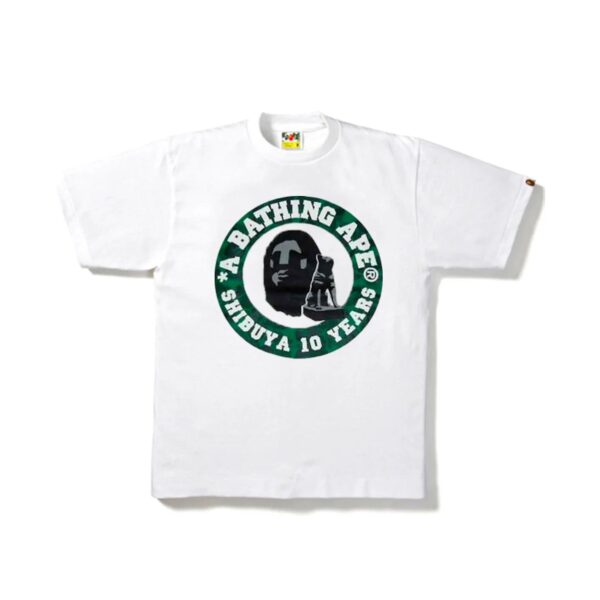 BAPE SHIBUYA CAMO 10TH ANNIVERSARY BUSYWORKS TEE-WHITE