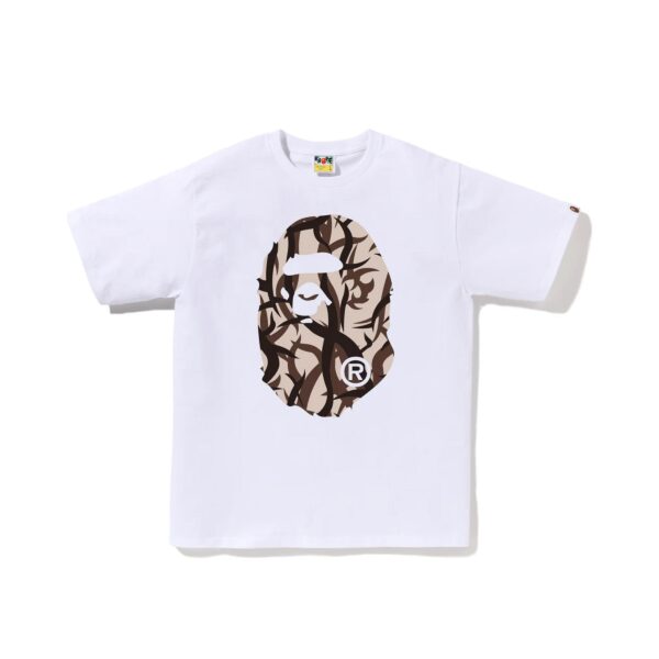 BAPE TRIBAL CAMO BIG APE HEAD TEE-BEIGE/WHITE