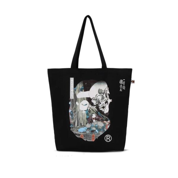 BAPE UKIYO-E CANVAS TOTE BAG-BLACK/BLACK