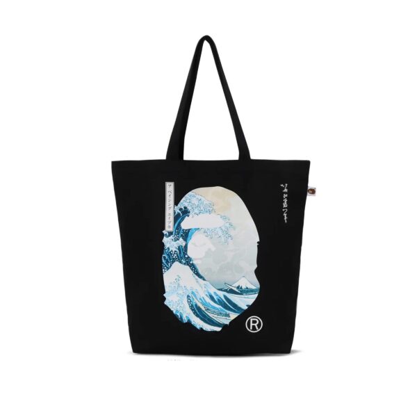 BAPE UKIYO-E CANVAS TOTE BAG-IVORY/BLACK