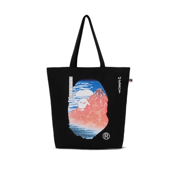 BAPE UKIYO-E CANVAS TOTE BAG-ORANGE/BLACK