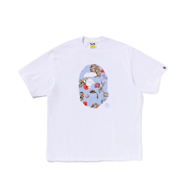 BAPE VACATION PATTERN APE HEAD RELAXED FIT TEE-BLUE/WHITE
