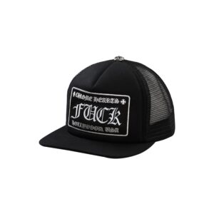 CHROME-HEARTS-FUCK-TRUCKER-HAT--BLACK CHROME HEARTS "FUCK" TRUCKER HAT-BLACK