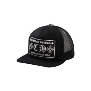 CHROME-HEARTS-U.S.A-HOLLYWOOD-TRUCKER-HAT--BLACK CHROME HEARTS "U.S.A HOLLYWOOD" TRUCKER HAT-BLACK