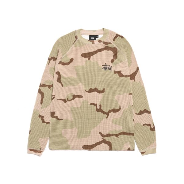 STUSSY RAGLAN THERMAL L/S CREWNECK-DESSERT CAMO