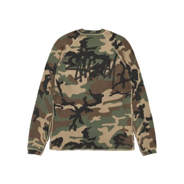 STUSSY RAGLAN THERMAL L/S CREWNECK-WOODLAND CAMO