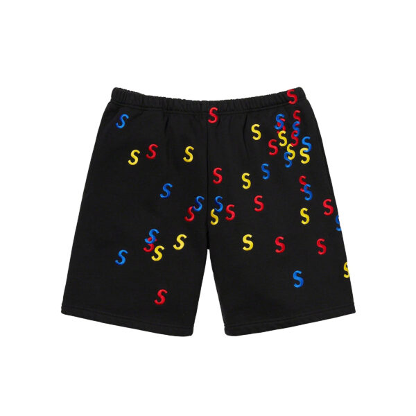 SUPREME EMBROIDERED S LOGO BLACK SWEATSHORTS