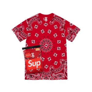 SUPREME-HANES-BANDANA-TAGLESS-TEE-(2-PACK)--RED SUPREME HANES BANDANA TAGLESS TEE (2 PACK)-RED