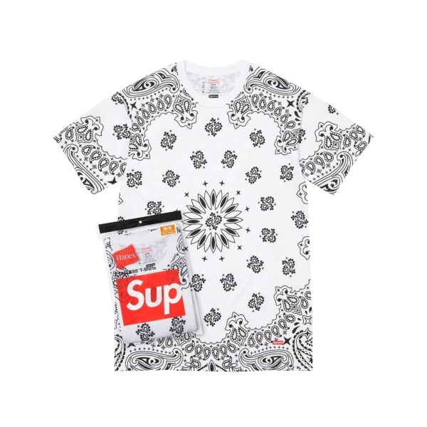 SUPREME HANES BANDANA TAGLESS TEE (2 PACK)-WHITE