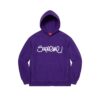 SUPREME RAISED HANDSTYLED HOODED SWEATSHIRT-PURPLE