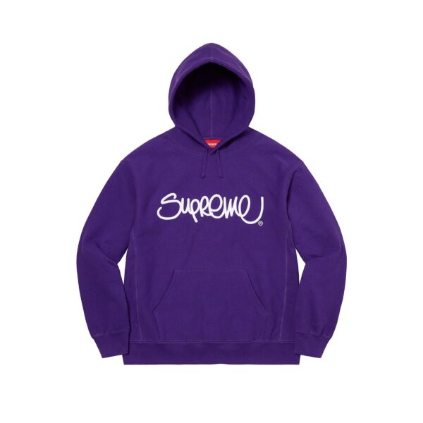 SUPREME RAISED HANDSTYLED HOODED SWEATSHIRT-PURPLE
