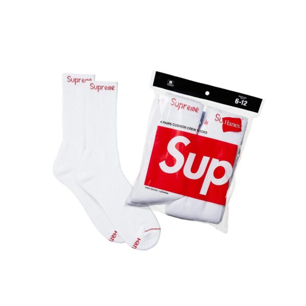 SUPREME SS23 HANES CREW SOCKS (PACK OF 4)-WHITE