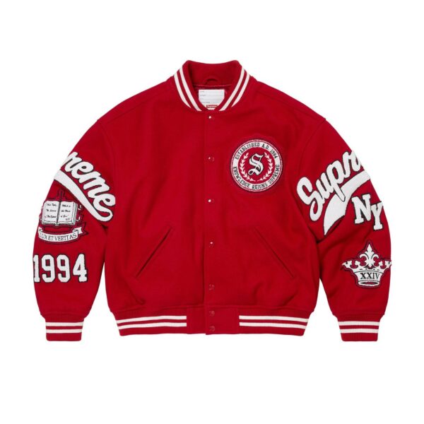 SUPREME VERITAS VARSITY JACKET-RED