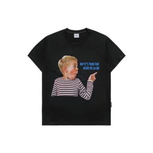 ACME DE LAVIE FINGER POINTING LETTERING BABY TEE-BLACK