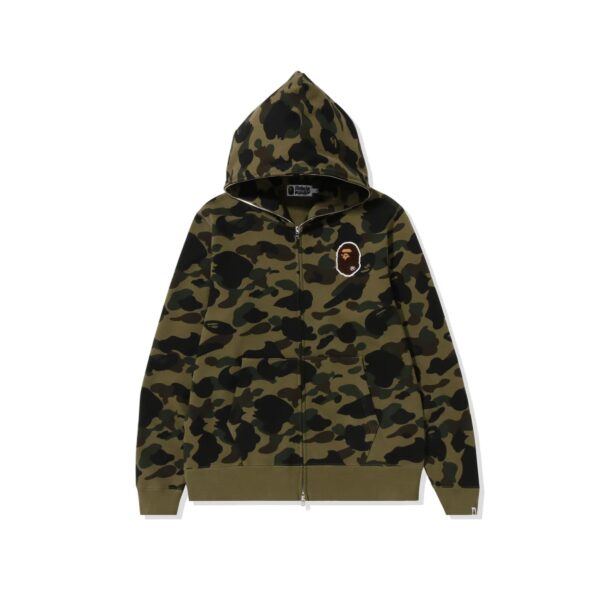 BAPE 1ST CAMO APE HEAD PATCHED FULLZIP HOODIE-GREEN CAMO