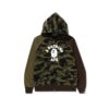 BAPE 1ST CAMO CRAZY COLLEGE FULLZIP HOODIE-GREEN CAMO