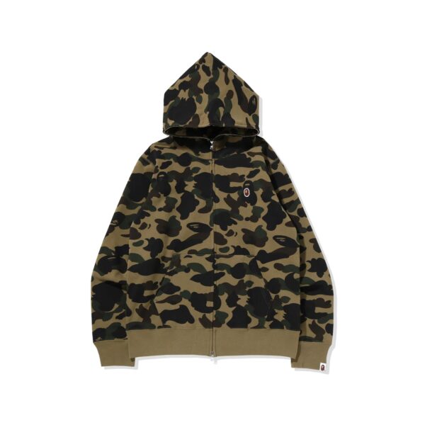 BAPE 1ST CAMO ONE POINT FULLZIP HOODIE-GREENCAMO