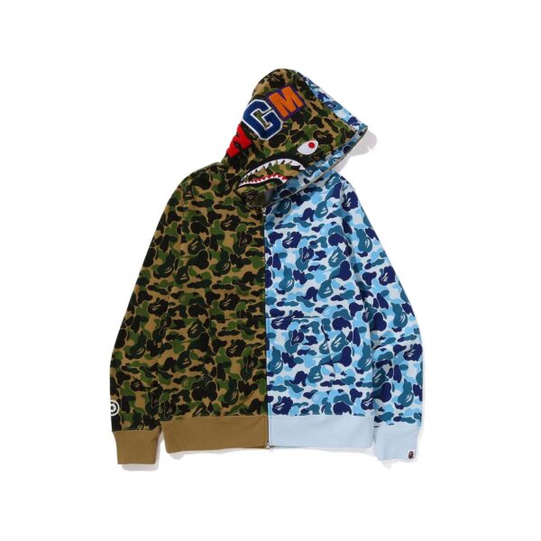 BAPE ABC CAMO SEPERATE SHARK FULLZIP HOODIE-GREEN/BLUE