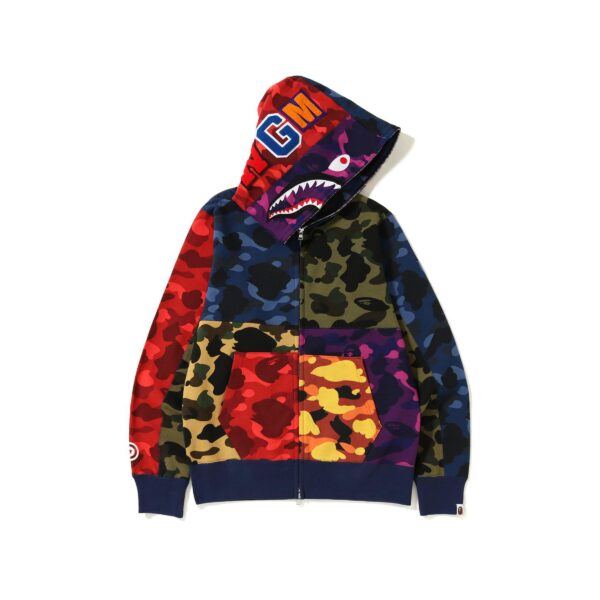 BAPE MIX CAMO SHARK FULLZIP HOODIE-MIX CAMO