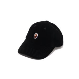 BAPE-ONE-POINT-EMBROIDERED-LOGO-PANEL-CAP--BLACK BAPE ONE POINT EMBROIDERED LOGO PANEL CAP-BLACK