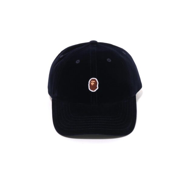 BAPE ONE POINT EMBROIDERED LOGO PANEL CAP-NAVY