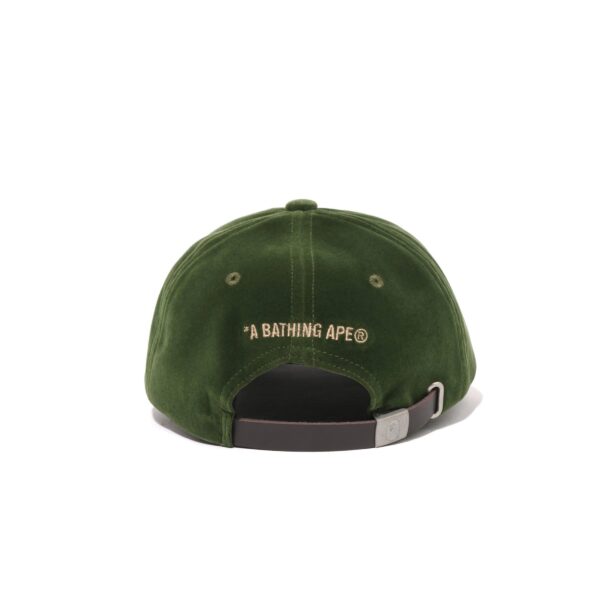 BAPE ONE POINT EMBROIDERED LOGO PANEL CAP-OLIVE DRAB