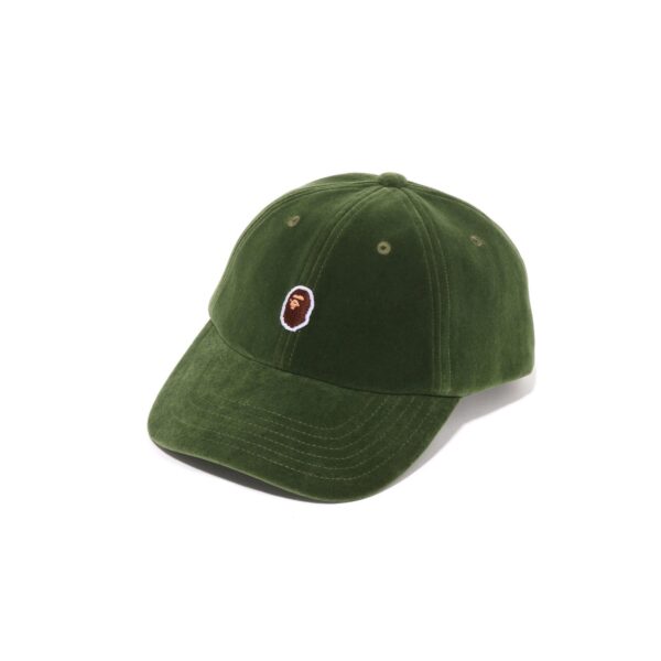 BAPE ONE POINT EMBROIDERED LOGO PANEL CAP-OLIVE DRAB