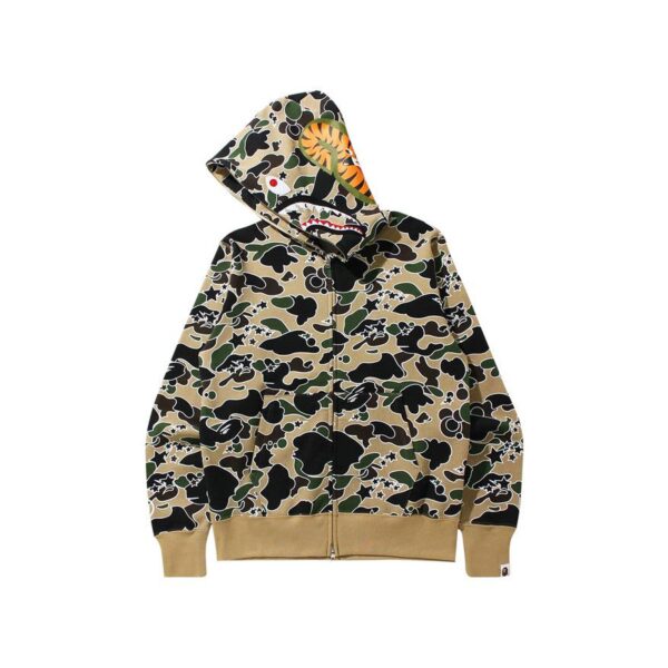 BAPE SHARK STA CAMOUFLAGE FULLZIP HOODIE-YELLOW/BROWN