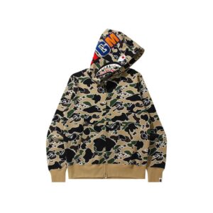 BAPE-SHARK-STA-CAMOUFLAGE-FULLZIP-HOODIE--YELLOW-BROWN BAPE SHARK STA CAMOUFLAGE FULLZIP HOODIE-YELLOW/BROWN
