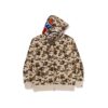 BAPE x DEF JAM CAMO SHARK RELAXED FIT FULLZIP HOODIE-BEIGE