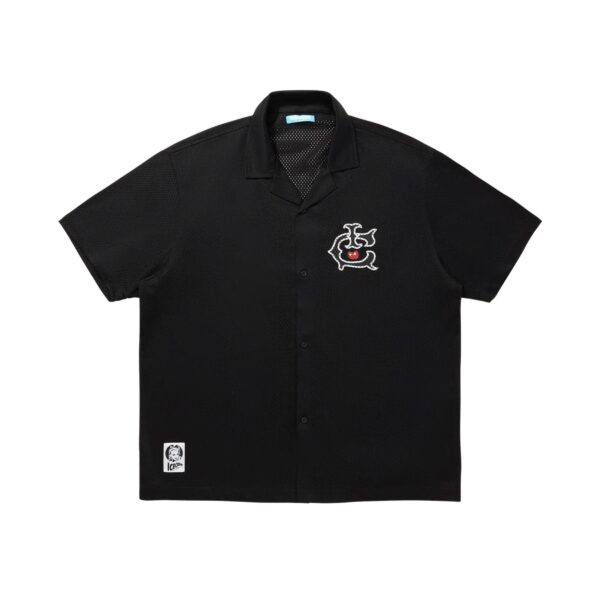 BBC ICE CREAM OPEN COLLAR MESH SS SHIRT-BLACK