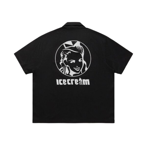 BBC ICE CREAM OPEN COLLAR MESH SS SHIRT-BLACK