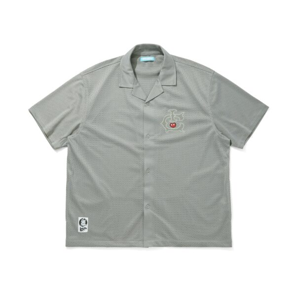 BBC ICE CREAM OPEN COLLAR MESH SS SHIRT-GRAY